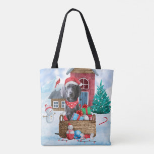 Weimaraner Hund im Schnee Weihnachtshaus Tasche