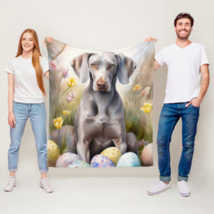 Weimaraner Hund mit Ostereiern Feiertag Fleecedecke