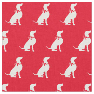 Weimaraner Hund Silhouette Rotes Tier Stoff