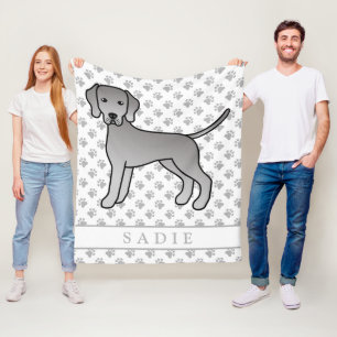 Weimaraner Hund süße Cartoon-Illustration & Name Fleecedecke