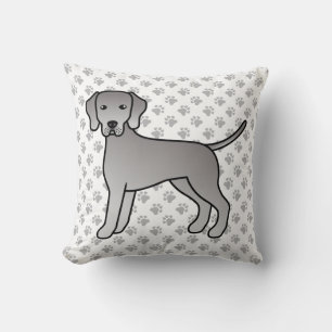 Weimaraner Hund süße Cartoon-Illustration & Pfoten Kissen