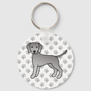 Weimaraner Hund Süße Cartoon-Illustration & Pfoten Schlüsselanhänger