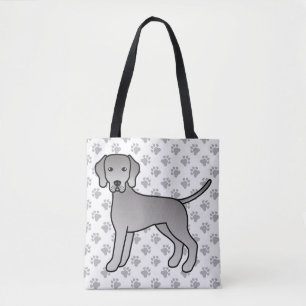 Weimaraner Hund süße Cartoon-Illustration & Pfoten Tasche