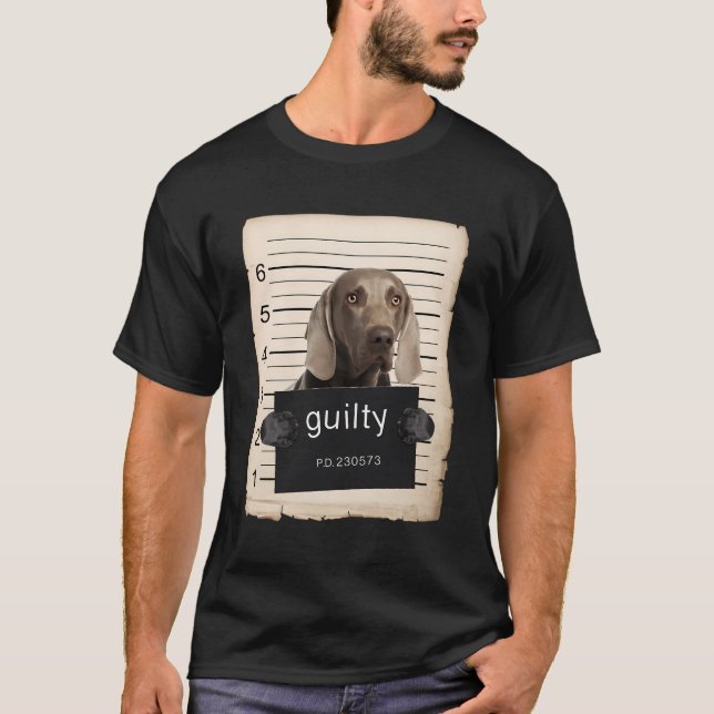 Weimaraner Hund Tasse schießen Bad Dog T-Shirt (Vorderseite)
