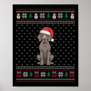 Weimaraner Hund tragen Weihnachtsmannmütze Ugly Xm Poster