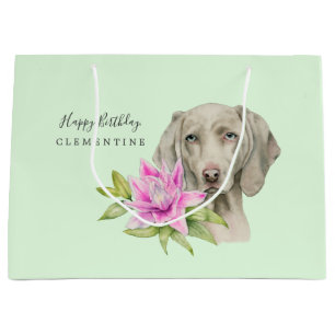 Weimaraner Hund und Lily Watercolor  Geburtstag Große Geschenktüte