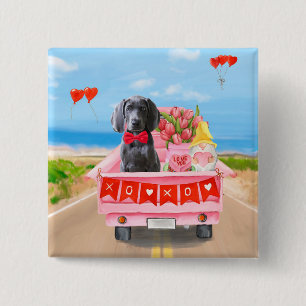 Weimaraner Hund Valentinstag Lkw Herz Button
