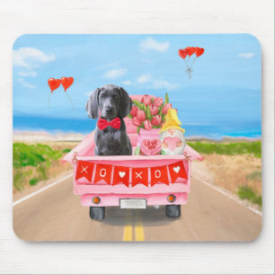Weimaraner Hund Valentinstag Lkw Herz Mousepad