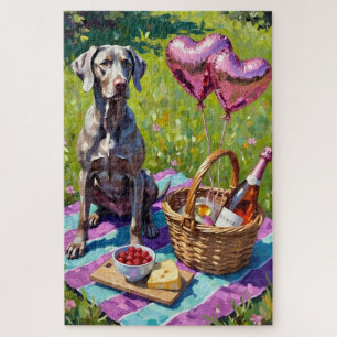 Weimaraner Hund Valentinstag Rosé Picknick