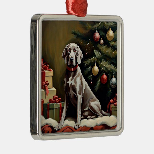 Weimaraner Hund Weihnachten Ornament Aus Metall (Rechts)