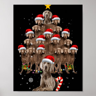 Weimaraner-Hund Weihnachtsbaum Lichter Weihnachtsm Poster