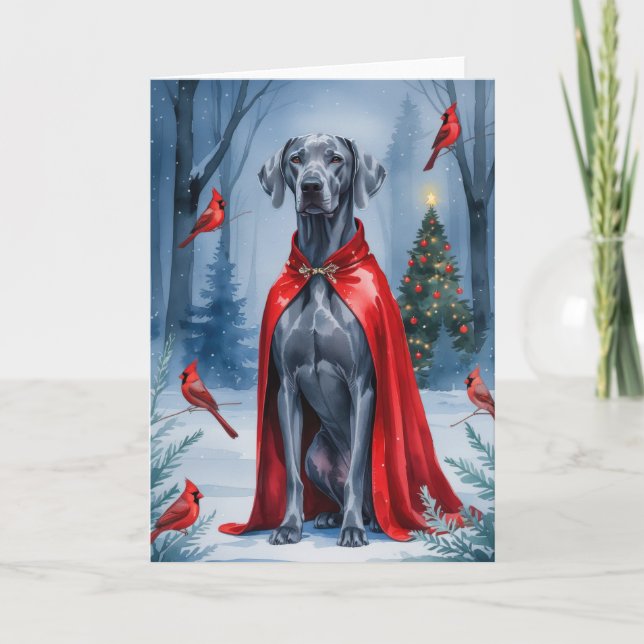 Weimaraner Hund Weihnachtsgrußkarte Karte (Vorderseite)