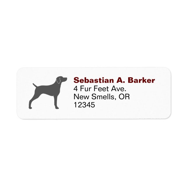 Weimaraner Hunde Silhouette Rücksendeadressen-Aufk (Vorne)
