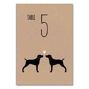Weimaraner-Hunde-Silhouetten Hochzeitsempfang Tischnummer