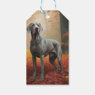 Weimaraner im Herbst Leaves Fall Inspiriert Geschenkanhänger