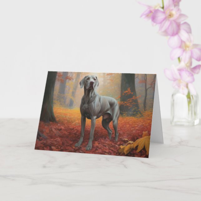 Weimaraner im Herbst Leaves Fall Inspiriert Karte (Orchidee)