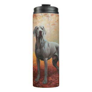 Weimaraner im Herbst Leaves Fall Inspiriert Thermosbecher