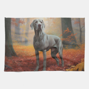 Weimaraner im Herbstlaub-Fall inspirieren Geschirrtuch