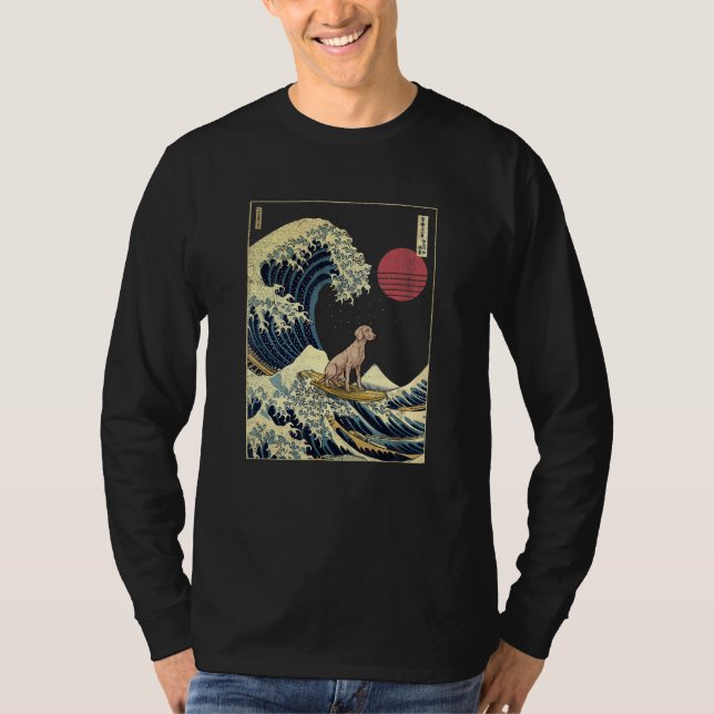 Weimaraner Japanese Kanagawa Wave  Surf Dog T-Shirt (Vorderseite)