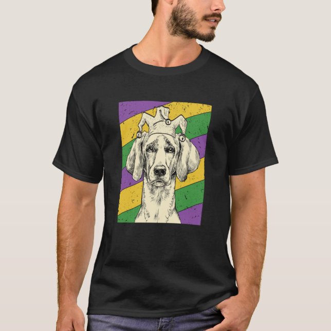 Weimaraner Jester Mardi Gras Dog Mom or Dad T-Shirt (Vorderseite)