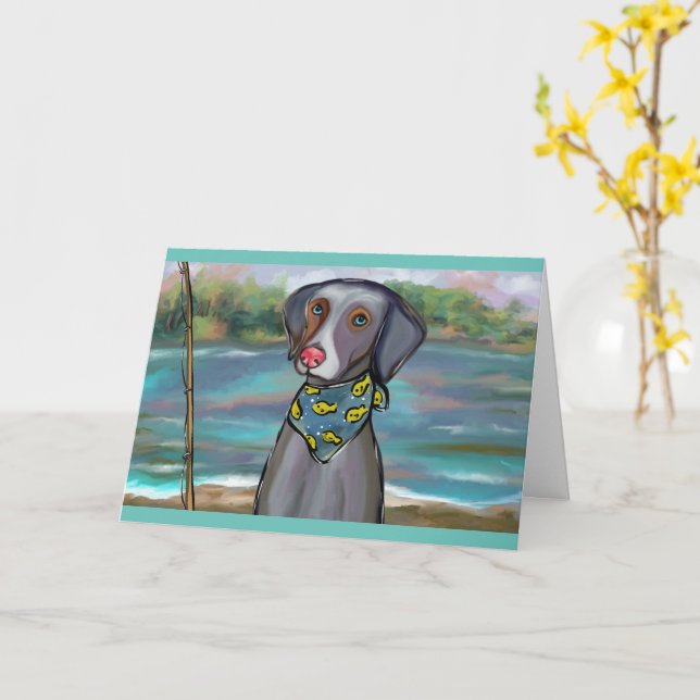 WEIMARANER KARTE (Gelbe Blume)