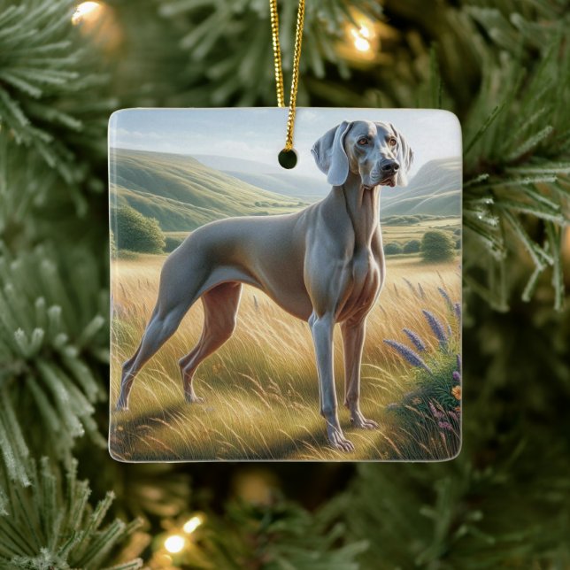 Weimaraner Keramikornament (Baum)