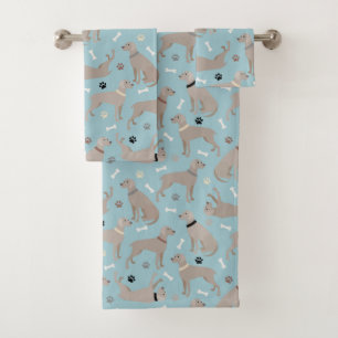 Weimaraner Knochen und Paws Blau Badhandtuch Set