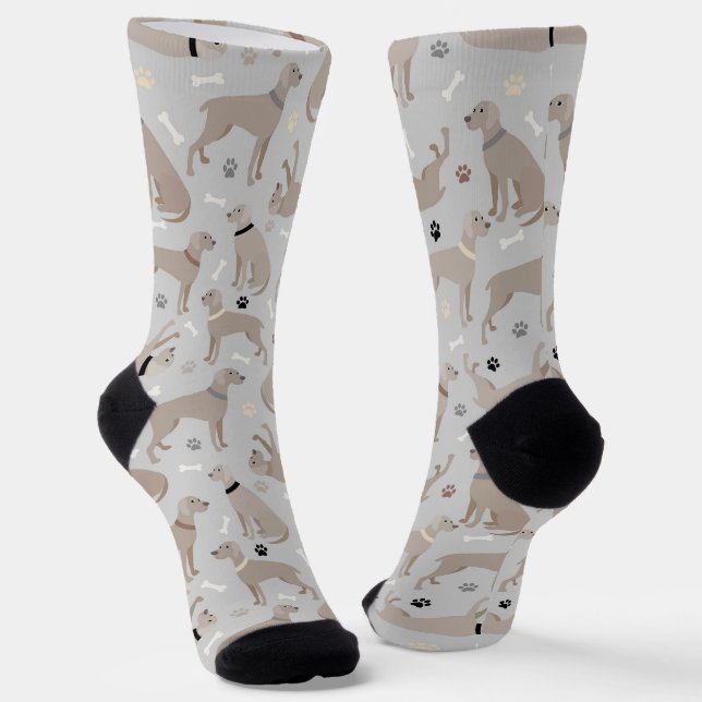 Weimaraner Knochen und Paws Socken (Gewinkelt)