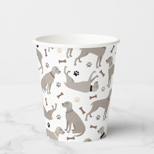 Weimaraner Knochen und Paws Weißbuch-Cups Pappbecher (Vorderseite)