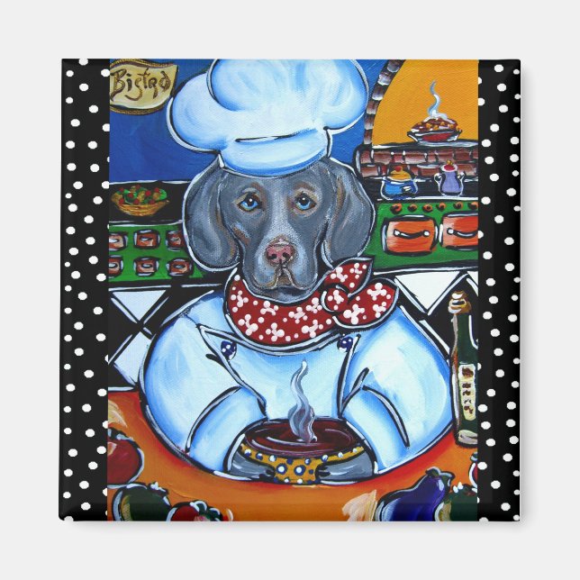 Weimaraner Koch Produkte Magnet (Vorne)