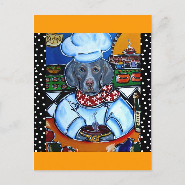 Weimaraner Koch Produkte Postkarte (Vorderseite)