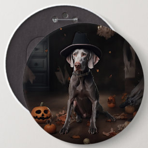 Weimaraner Kürbisse Halloween Gruselig Button