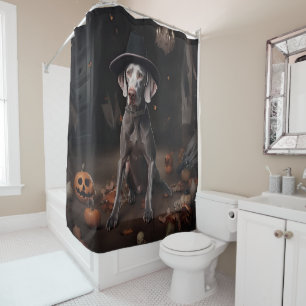 Weimaraner Kürbisse Halloween Gruselig Duschvorhang
