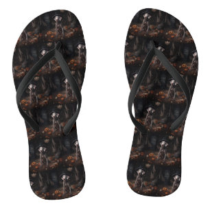 Weimaraner Kürbisse Halloween Gruselig Flip Flops
