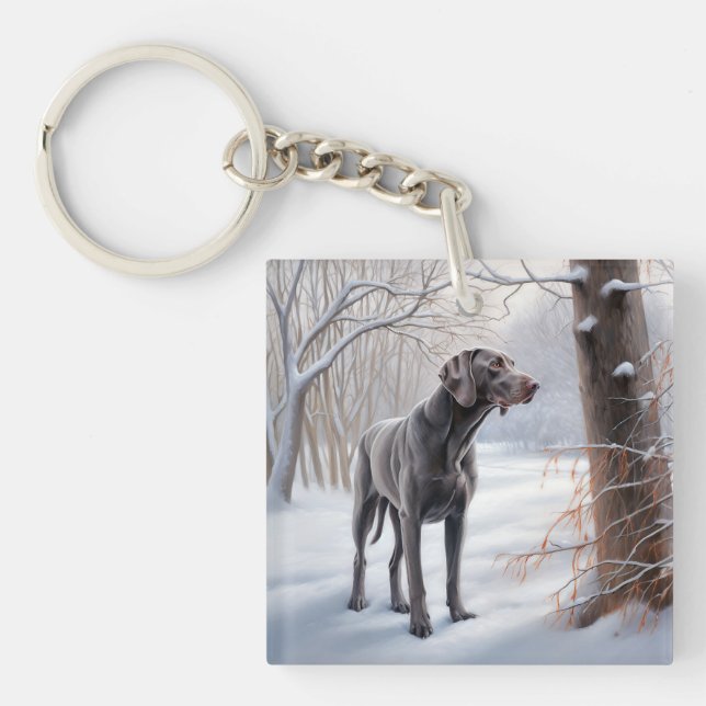 Weimaraner Laisser Neige Noël (Devant)