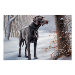 Weimaraner Lass es schneien Weihnachten Poster