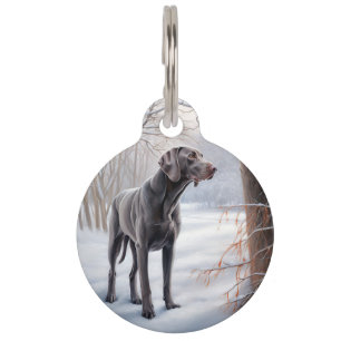 Weimaraner lassen es Schnee Weihnachten Haustiermarke