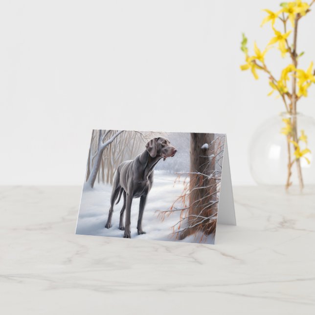 Weimaraner lassen es Schnee Weihnachten Karte (Gelbe Blume)