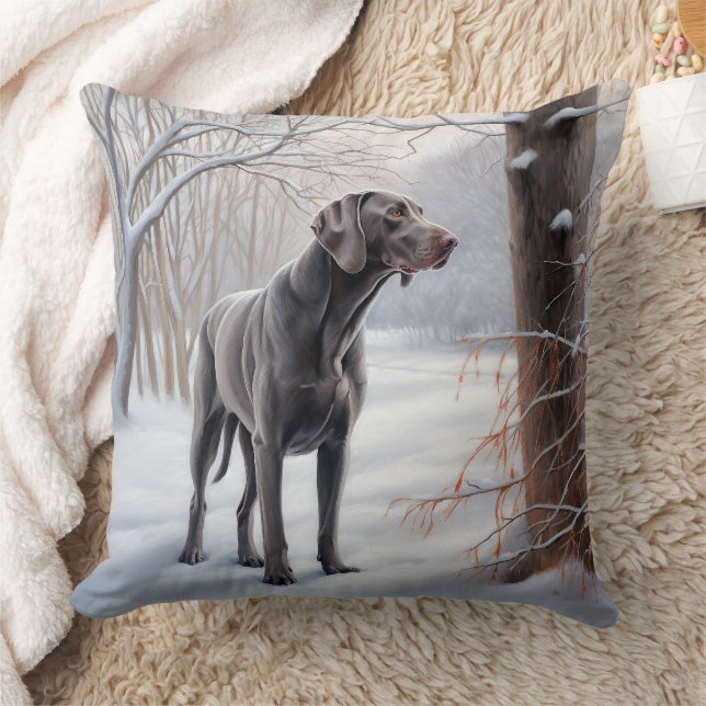 Weimaraner lassen es Schnee Weihnachten Kissen (Decke)