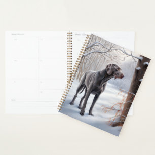 Weimaraner lassen es Schnee Weihnachten Planer