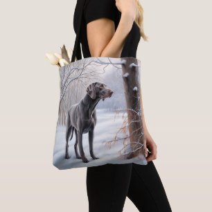 Weimaraner lassen es Schnee Weihnachten Tasche