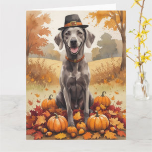 Weimaraner lässt Erntedank im Herbst Kunst Karte
