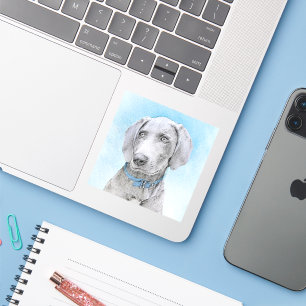 Weimaraner Malerei - Niedliche Original Hunde Kuns Aufkleber