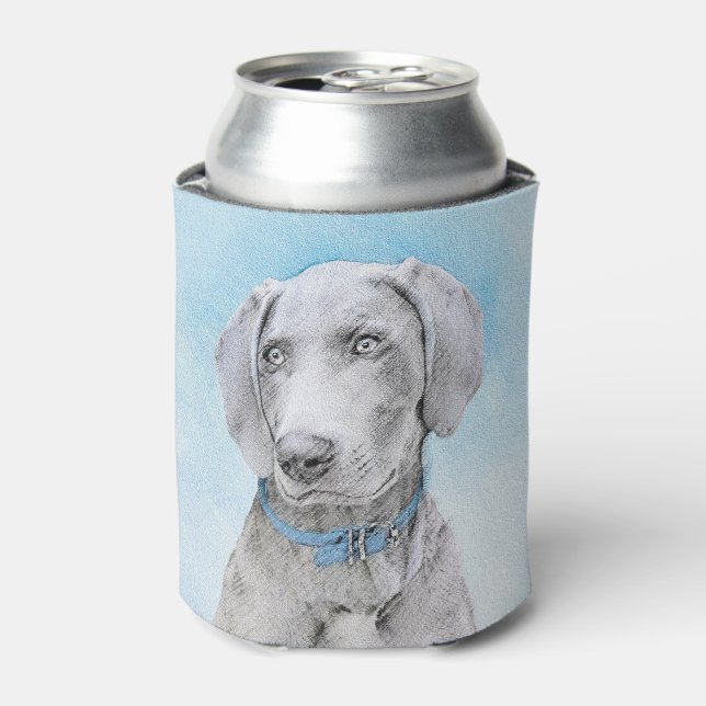 Weimaraner Malerei - Niedliche Original Hunde Kuns Dosenkühler (Kanne Vorderseite)
