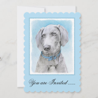 Weimaraner Malerei - Niedliche Original Hunde Kuns Einladung