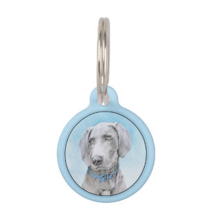 Weimaraner Malerei - Niedliche Original Hunde Kuns Haustiermarke