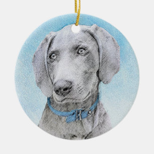 Weimaraner Malerei - Niedliche Original Hunde Kuns Keramik Ornament