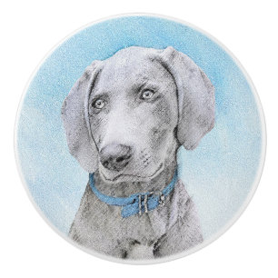 Weimaraner Malerei - Niedliche Original Hunde Kuns Keramikknauf