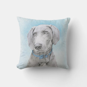 Weimaraner Malerei - Niedliche Original Hunde Kuns Kissen