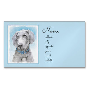 Weimaraner Malerei - Niedliche Original Hunde Kuns Magnetische Visitenkarte